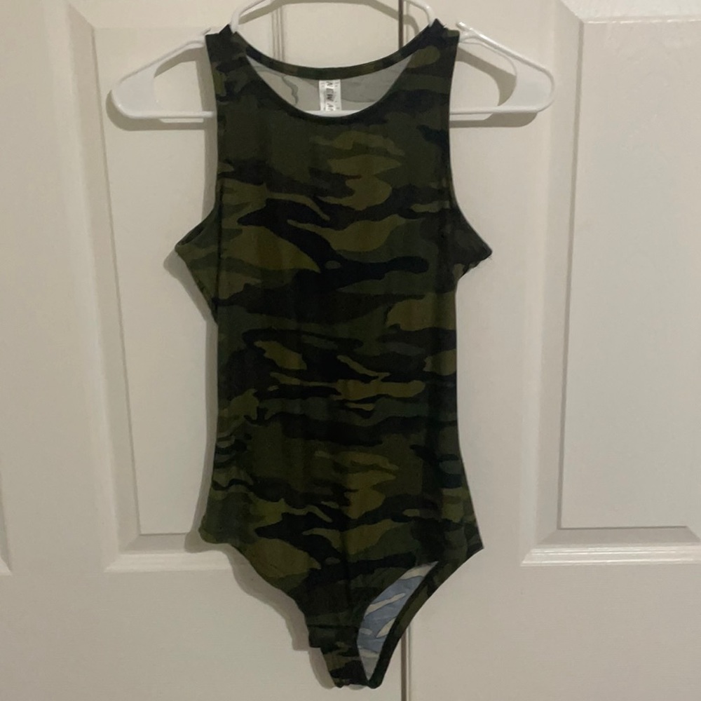 Camo bodysuit.  Never worn. Size Small/Medium.